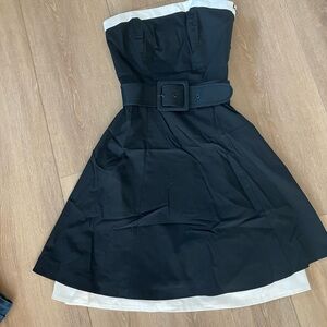 White House Black Market Strapless Black Dress with Belt